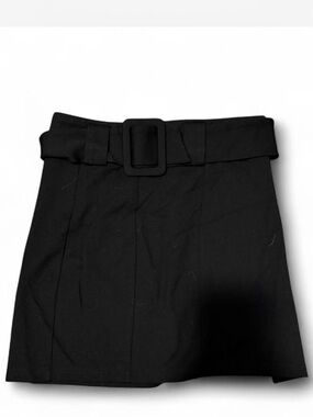 Black Belted Mini Skirt